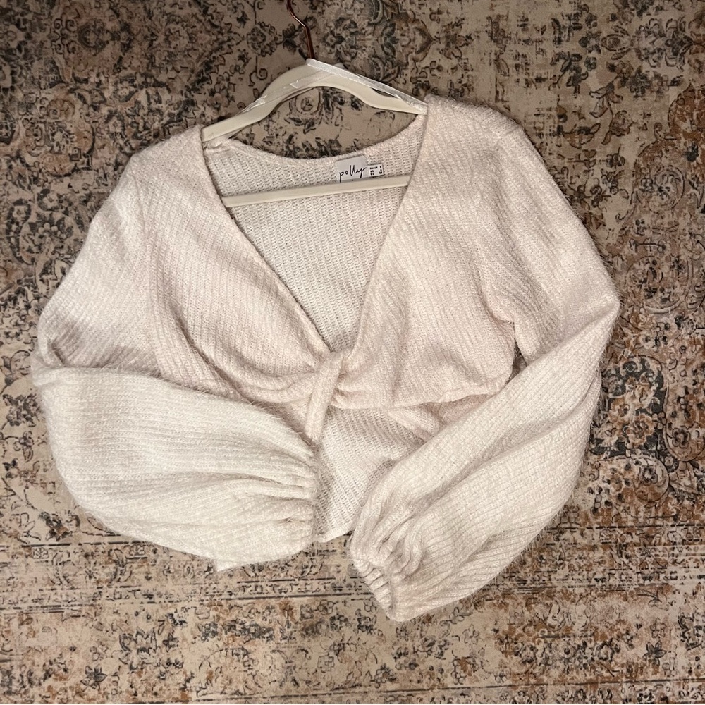 Princess Polly Knot Fuzzy Cropped Sweater